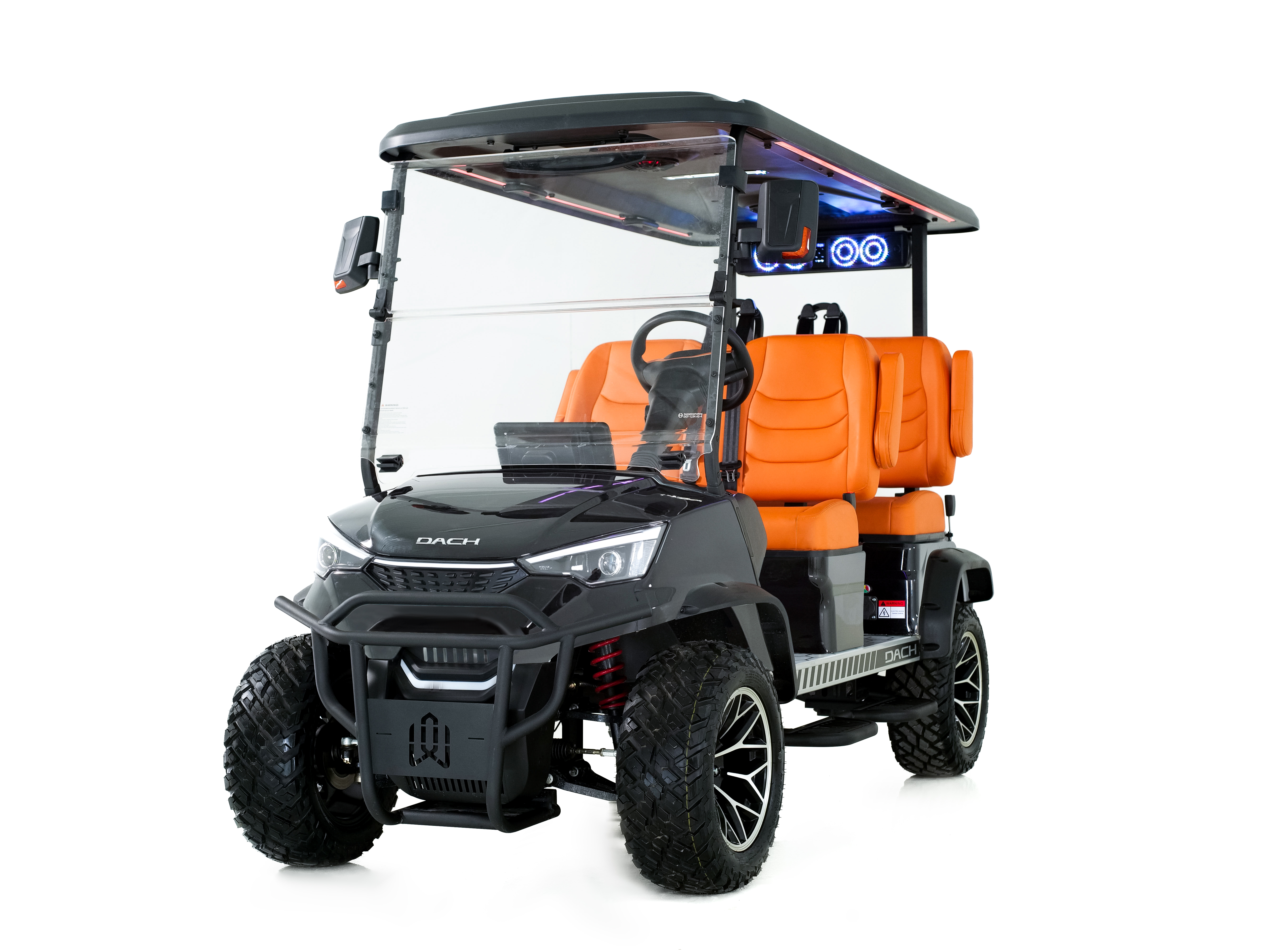 Premium Golf Cart with luxury orange leather seats